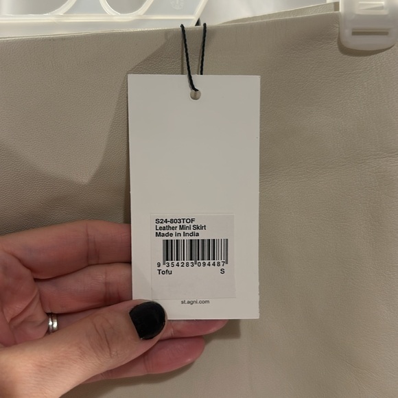 New NWT St. Agni real genuine Leather Mini Skirt in Tofu cream revolve - Picture 7 of 8